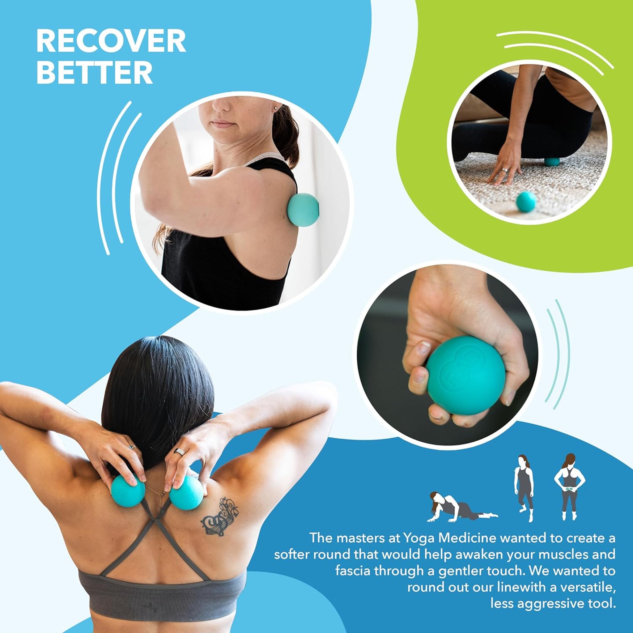 RAD -herstelrondes myofasciale afgifteballen (set van 2) - extra zachte therapieballen voor rugpijn kaak onderarm en nek - diepe weefsel massageballen voor voeten - drukpuntballen yogaballen