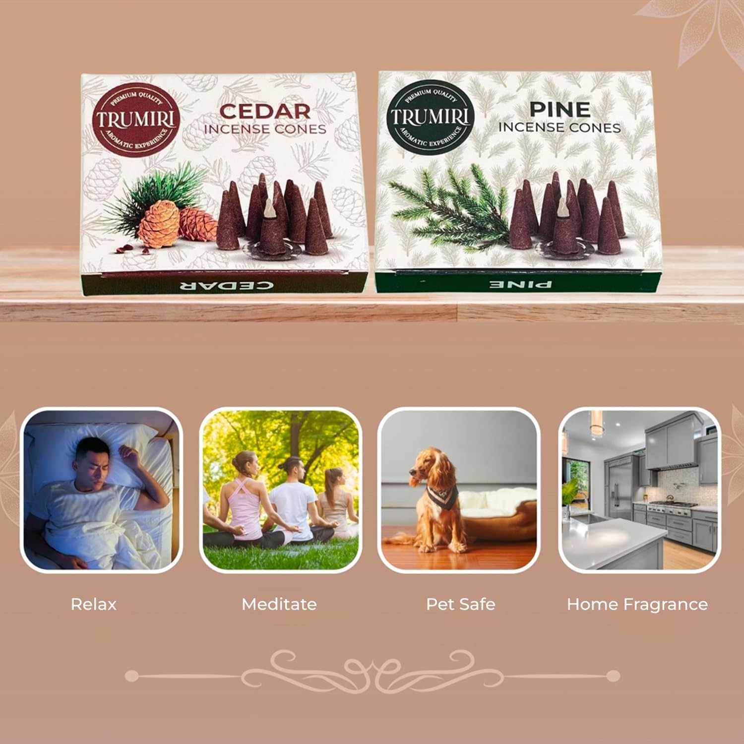 Zedern Weihrauchkegel - insgesamt 20 Kegel Weihrauch - Dual Pack von 10 Weihrauchkegeln - Weihrauchkegel Duft - Kegel Weihrauch -Düfte - Weihrauchkegel - Incent -Kegel