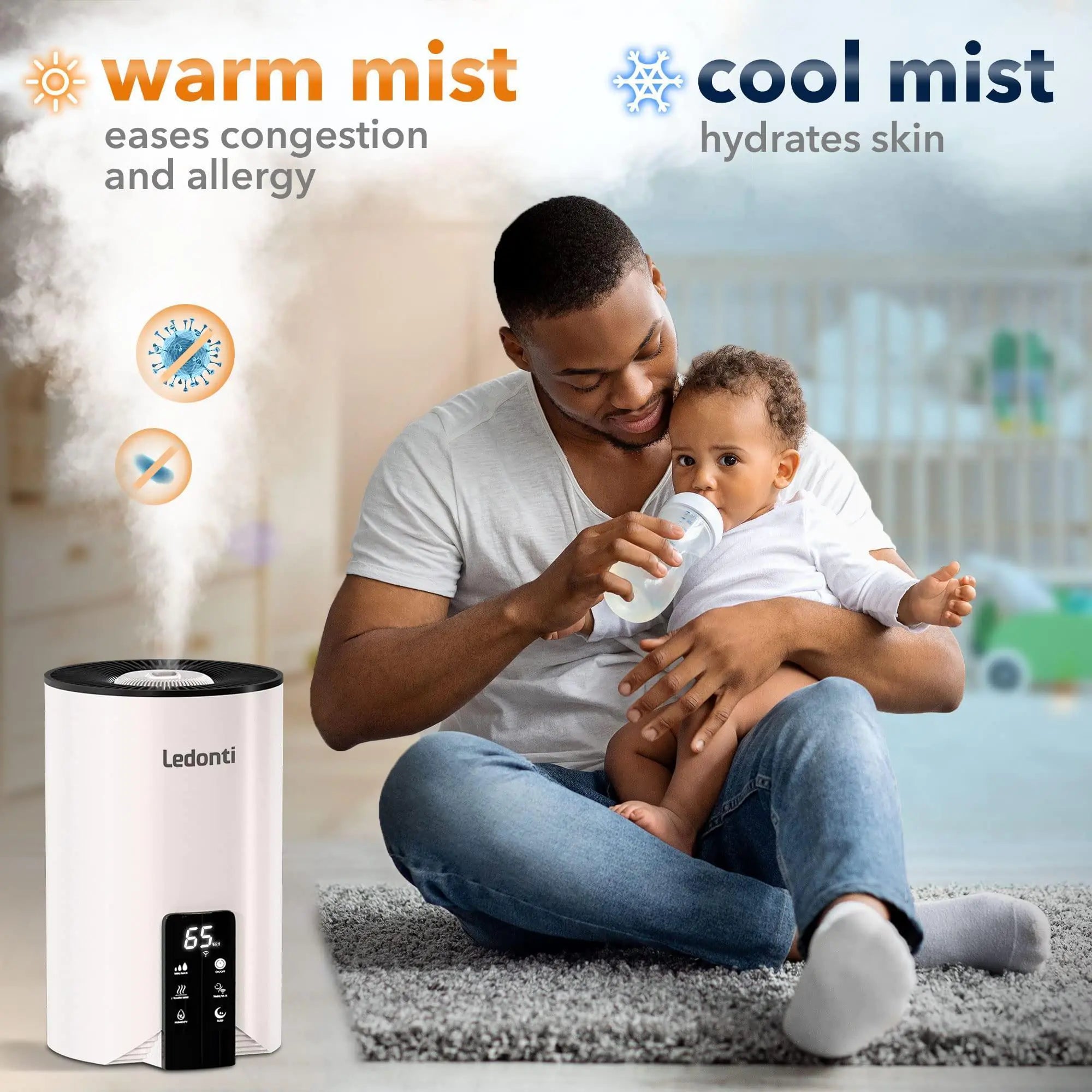 ContrĂ´le WiFi Humidificateurs pour la double brume de chambre Ă  coucher (frais et chaleureux)! Humidificateur 4L