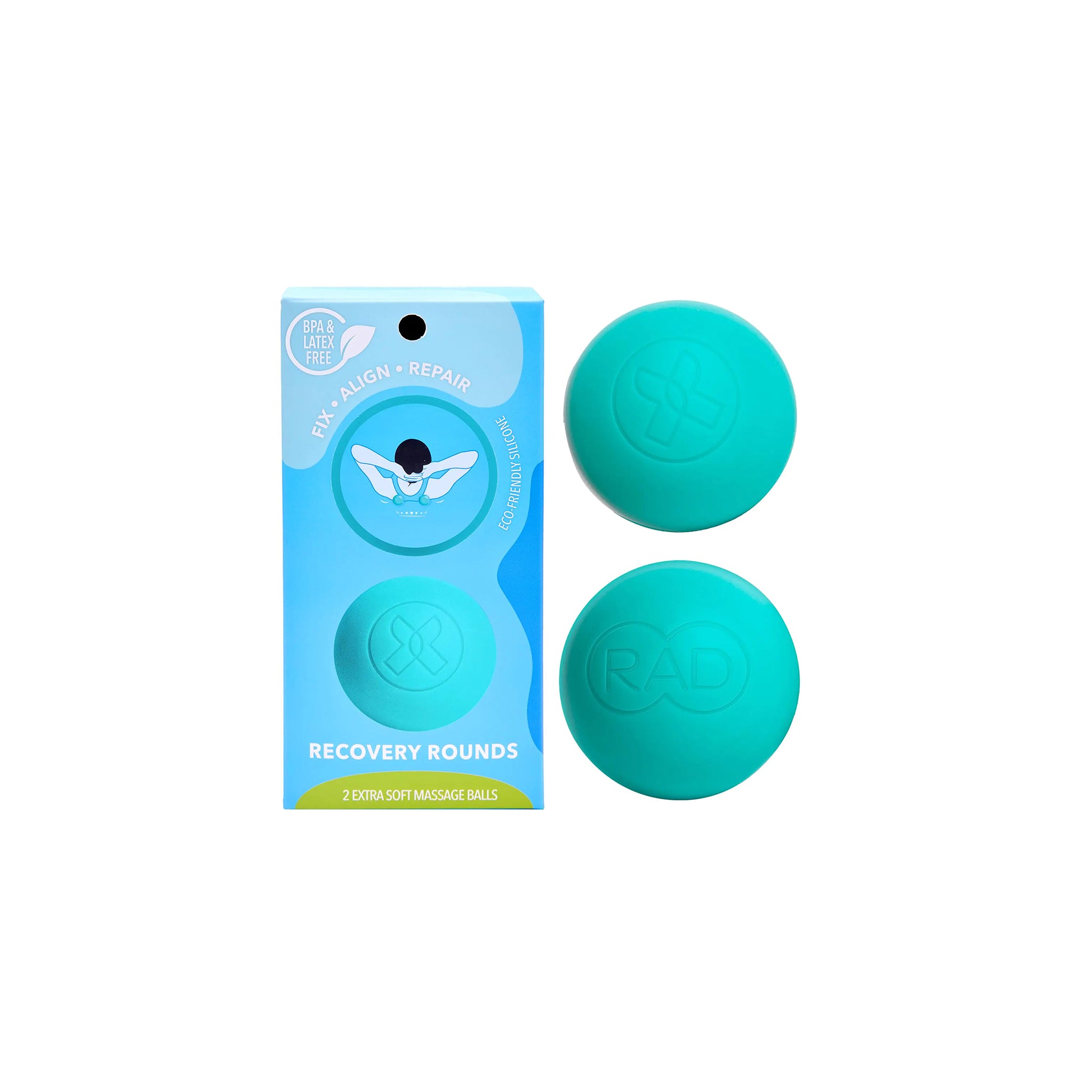 RAD -herstelrondes myofasciale afgifteballen (set van 2) - extra zachte therapieballen voor rugpijn kaak onderarm en nek - diepe weefsel massageballen voor voeten - drukpuntballen yogaballen