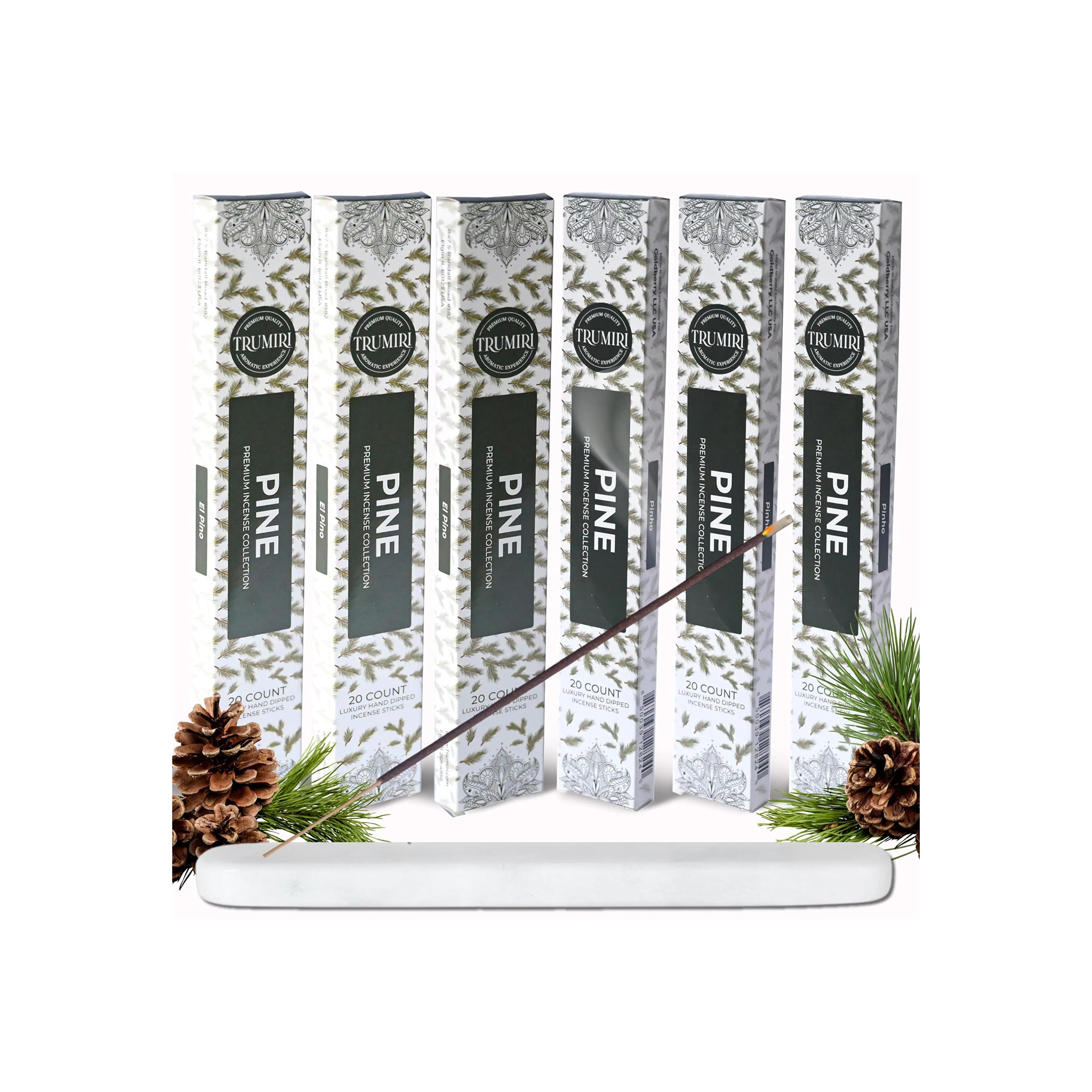 Pine encens bâtonnets - total 120 coffres à insence - 6 paquets de 20 insensibles - Incinsos - encens - ingrédients naturels non toxiques - encens - encens - encens - insents