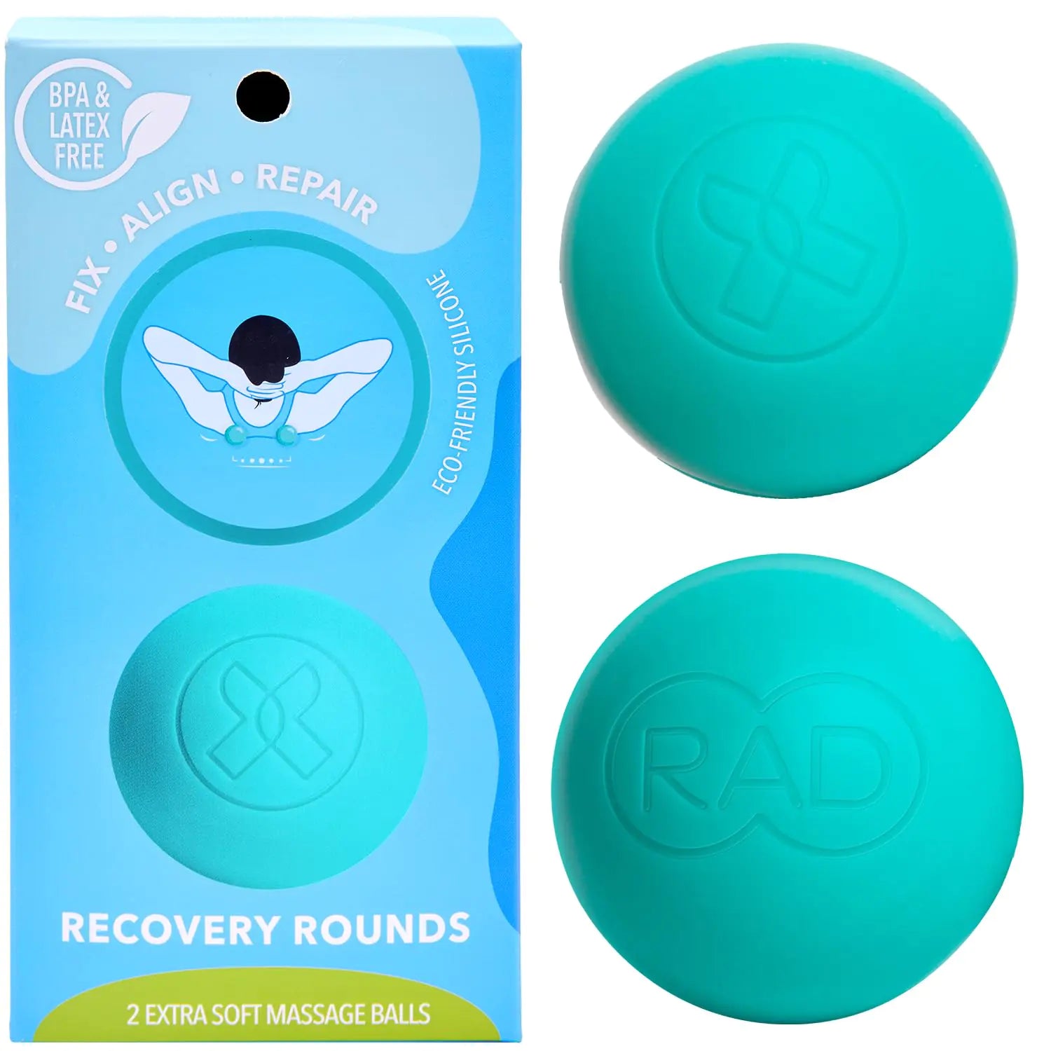 RAD -herstelrondes myofasciale afgifteballen (set van 2) - extra zachte therapieballen voor rugpijn kaak onderarm en nek - diepe weefsel massageballen voor voeten - drukpuntballen yogaballen
