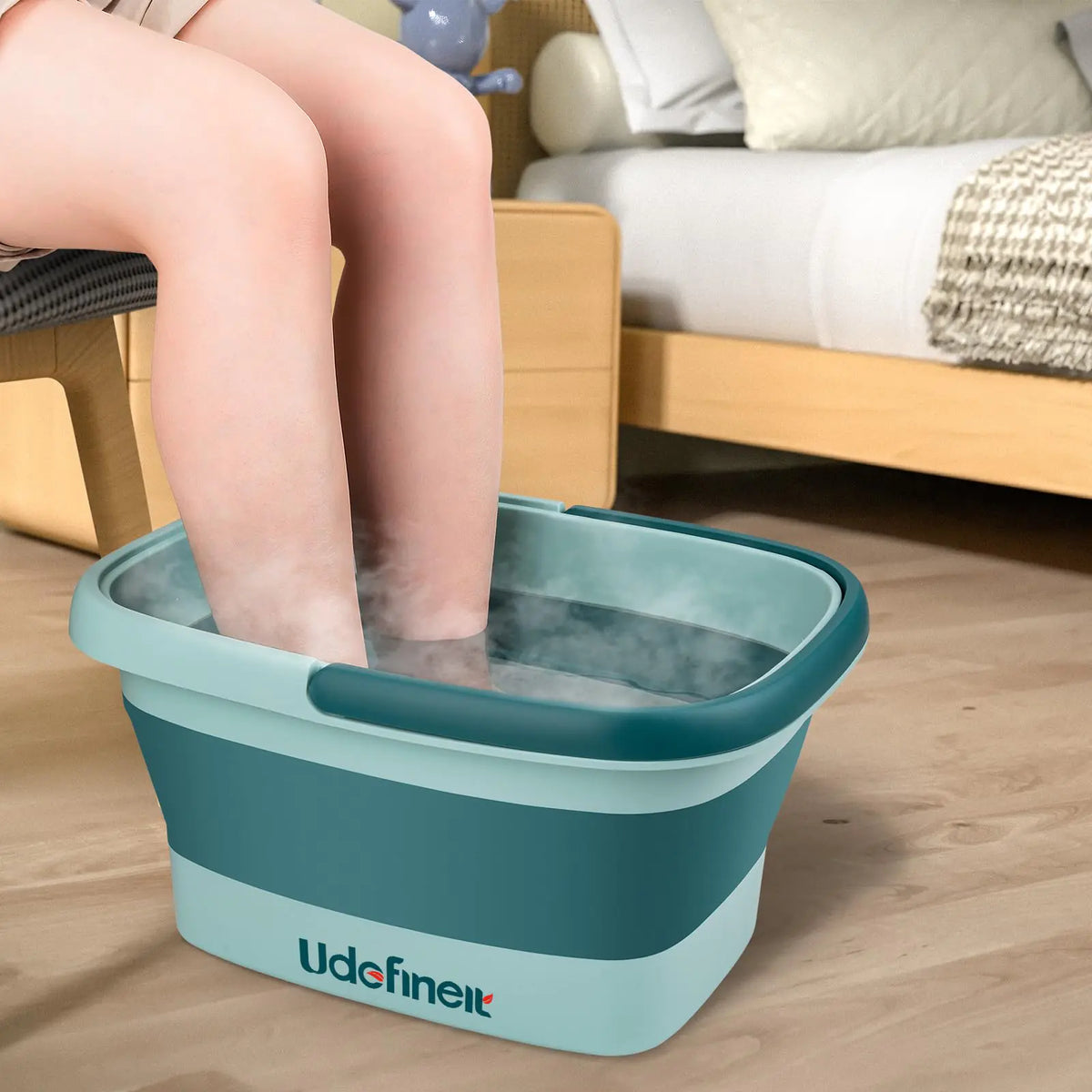 Udefineit Foot Bath Basin Foldable & Portable Foot Soak Tub with Massage Acupoint for Foot Spa Bath 15L/4 Gallon Foot Massager Soaking Bath Basin Bucket for Pedicure Home Spa Treatment (Green)