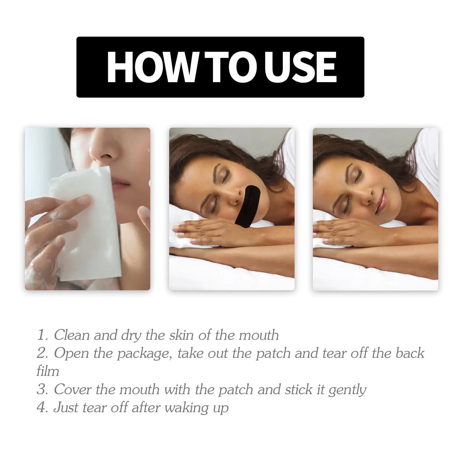 Eelhoe Anti-Snoring-Patch Offener Mund Atem enge Mund-Anti-Spannungs-Pflege für schlafende Erwachsene Anti-Snoring-Patch